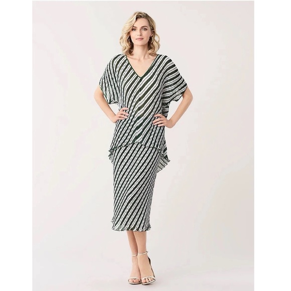 Diane von Furstenberg Jolene Pleated Striped Chiffon Top - Picture 1 of 11